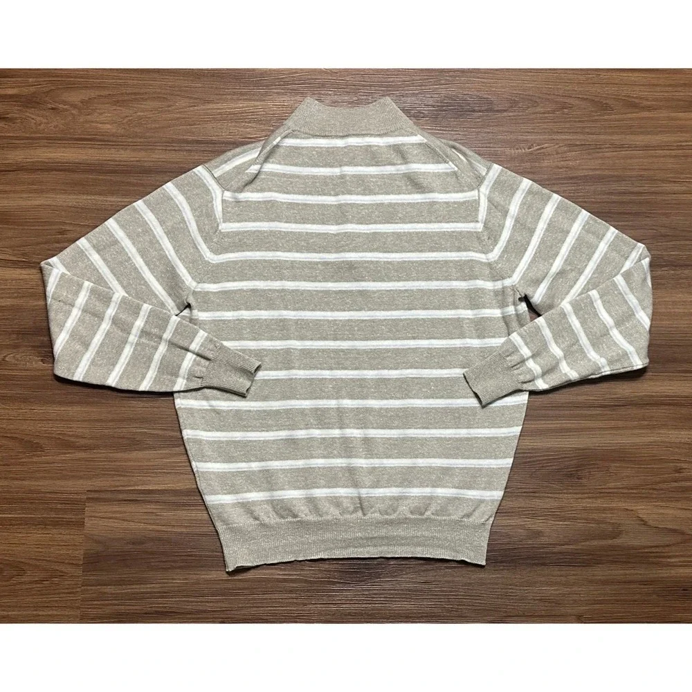 Peter Millar Seaside Long Bay Striped Merino Wool Linen 1/4 Zip Sweater Sz M - Picture 10 of 10